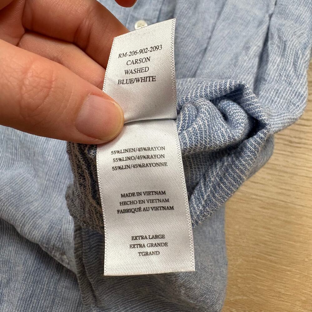 Rails Linen Striped Collared Button Up Men’s Xl C… - image 3